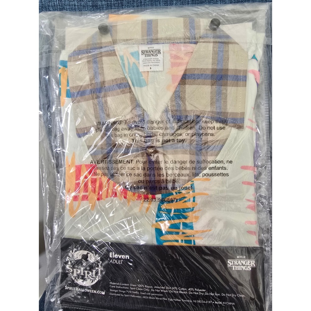 Spirit Halloween Stranger Things Eleven Costume Dress Attached Shirt Adult Small - Picture 3 of 4